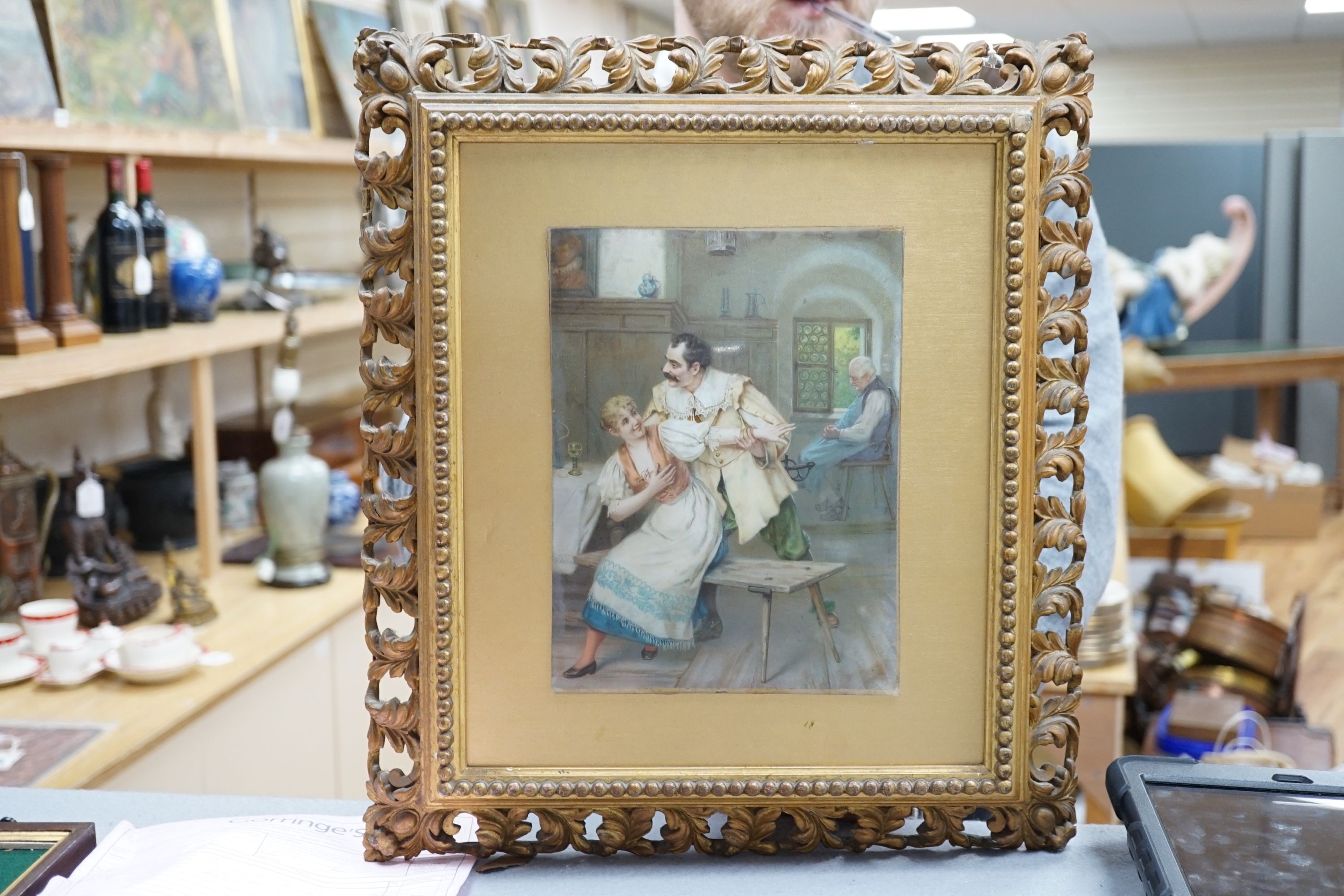 A gilt framed crystoleum, 24x18cm excl frame